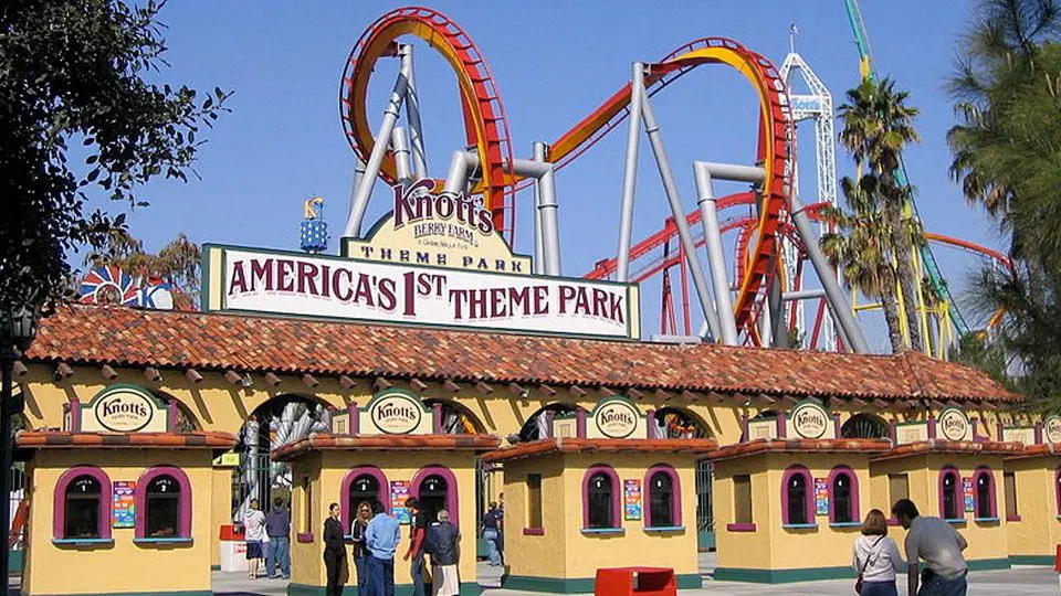 Theme park entrance roller coasters