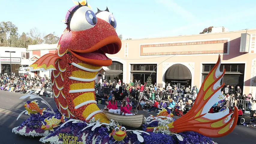 Parade float with large fish