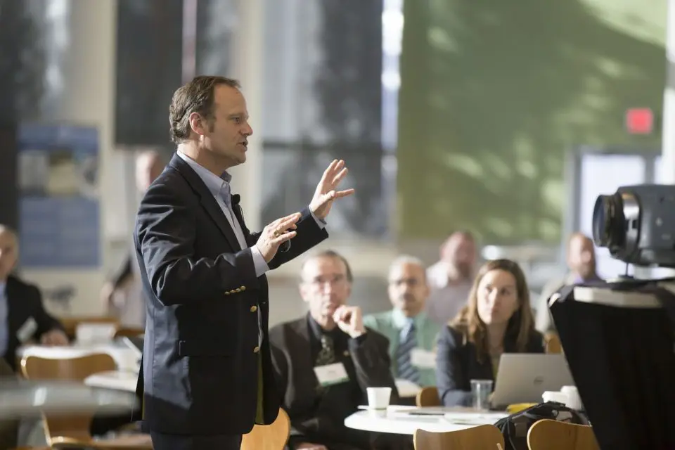 Business conference presentation audience attentive