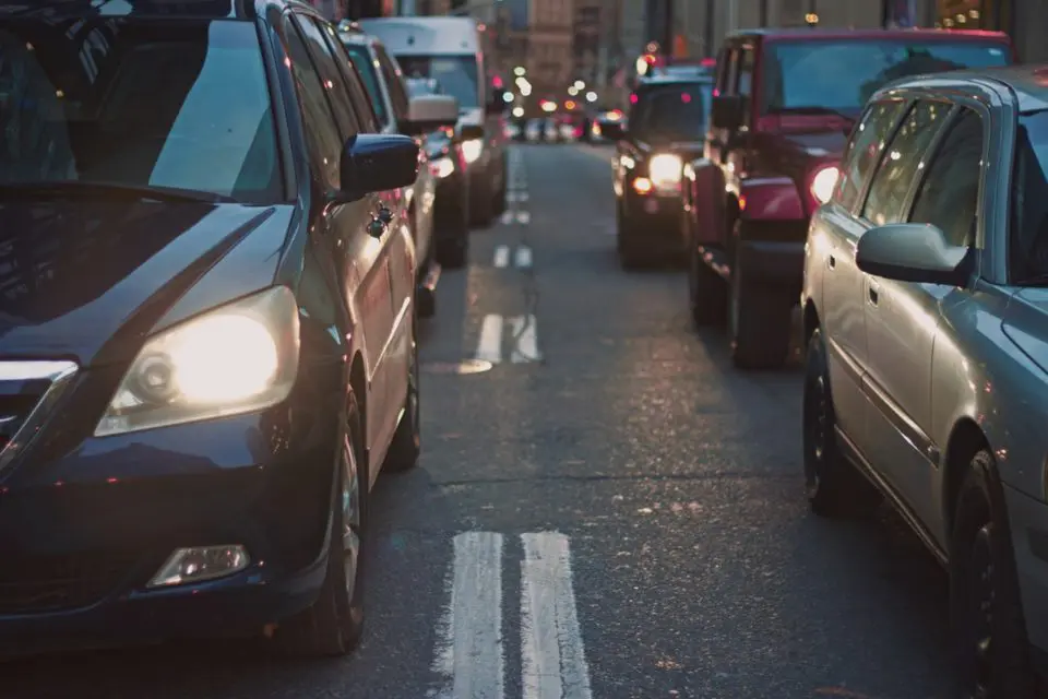 City traffic congestion crowded street