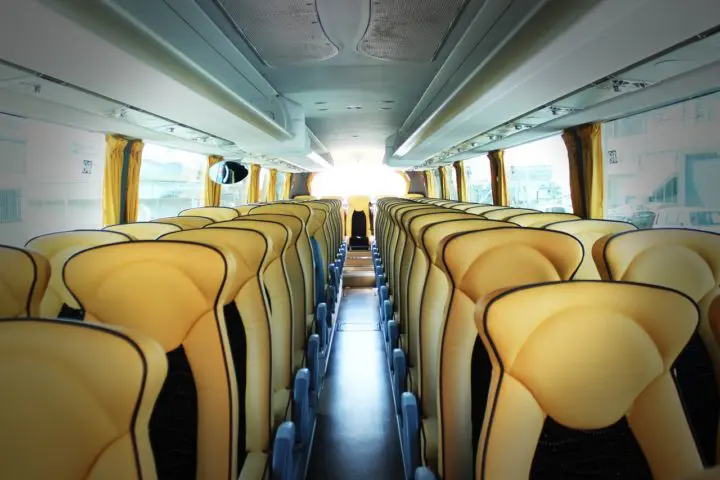 Charter bus interior seating