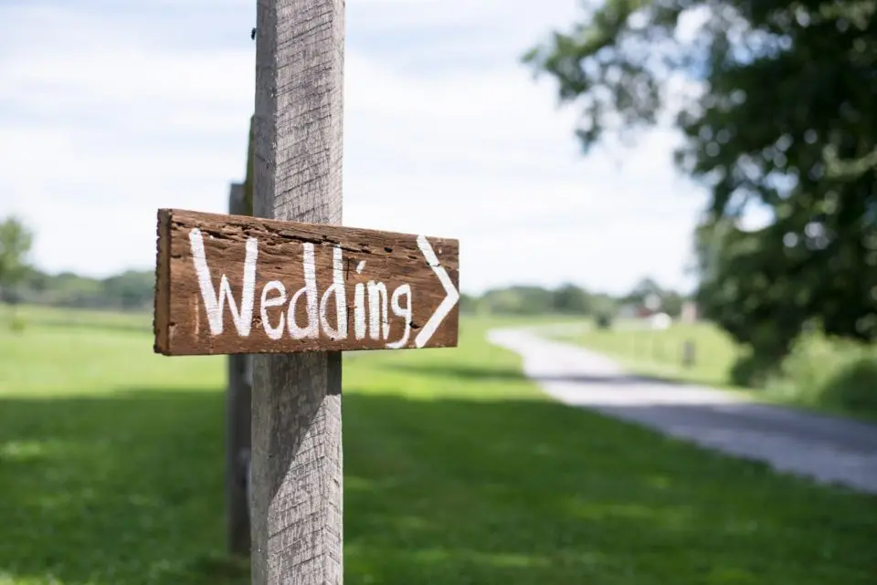 Wedding venue rustic wooden sign