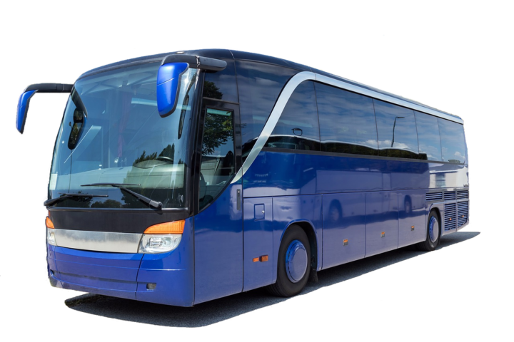 Modern blue charter bus