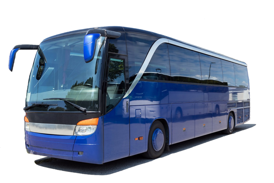 Modern blue charter bus