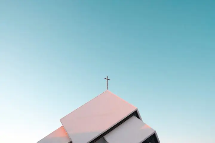 Church roof with cross backdrop