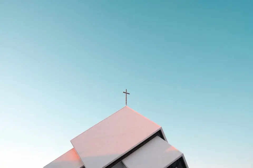 Church roof with cross backdrop