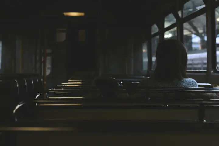 Empty bus interior dark setting