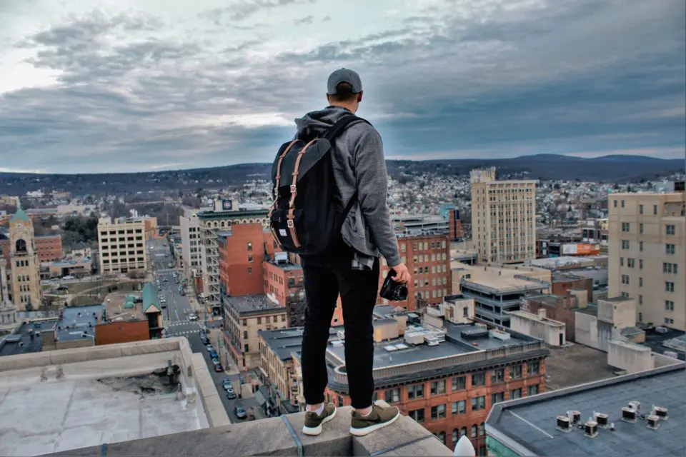 Overlooking city with a camera