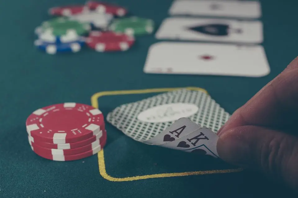 Poker game with chips cards