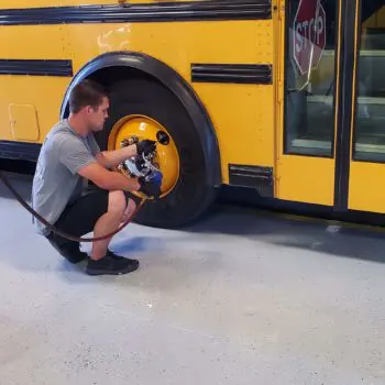 School bus tire maintenance service