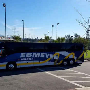 Charter bus at memorial park