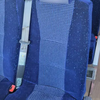 Comfortable bus seats seatbelts charter