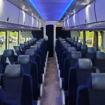 Spacious charter bus interior seats