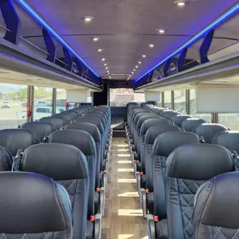 Luxury charter bus interior seating