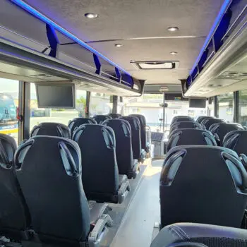 Charter bus interior seats aisle