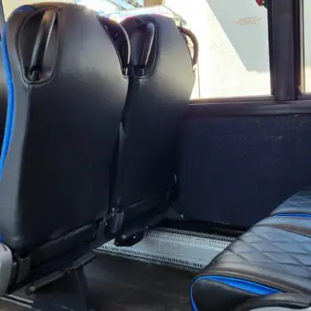 Modern bus interior seats aisle