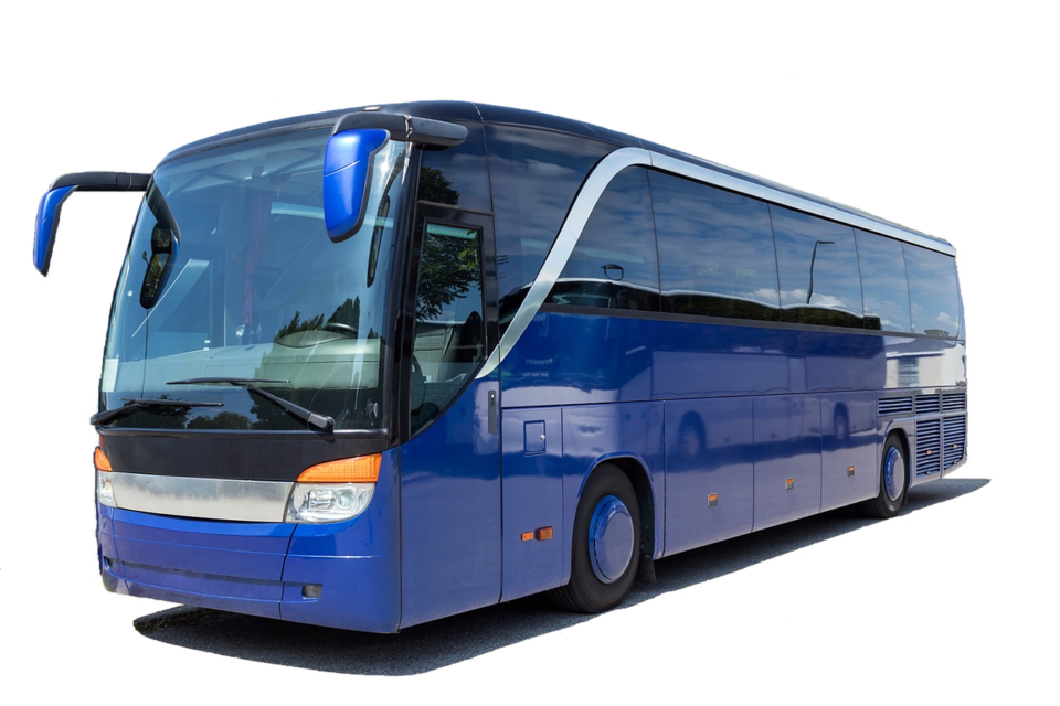 Modern blue charter bus