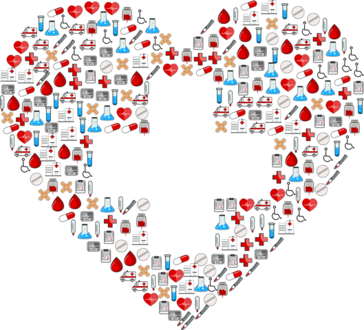 Medical icons heart shape