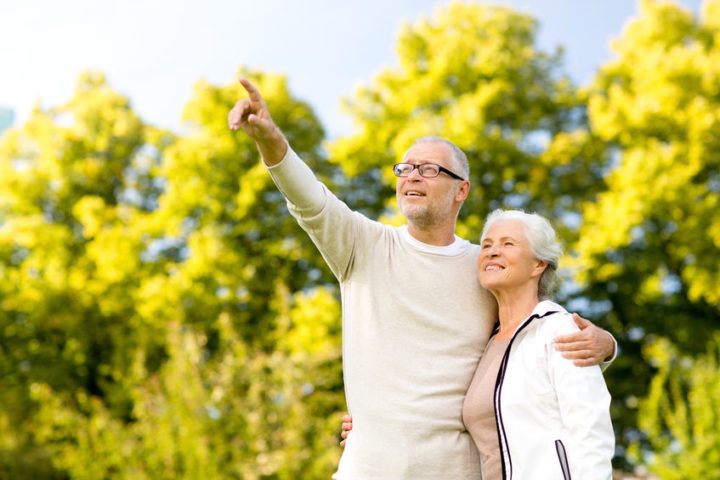 Senior couple enjoying outdoor trip