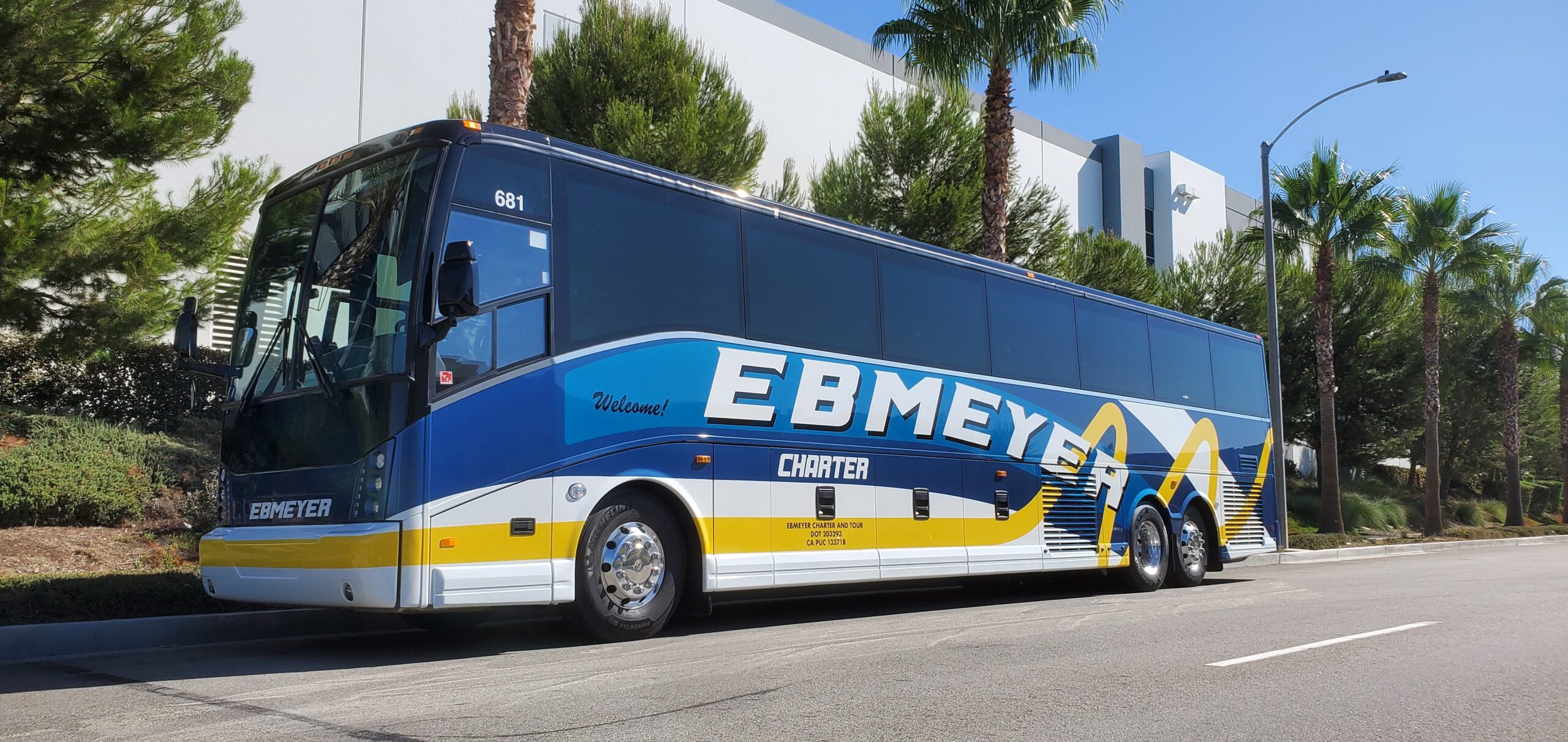 Charter bus parked street