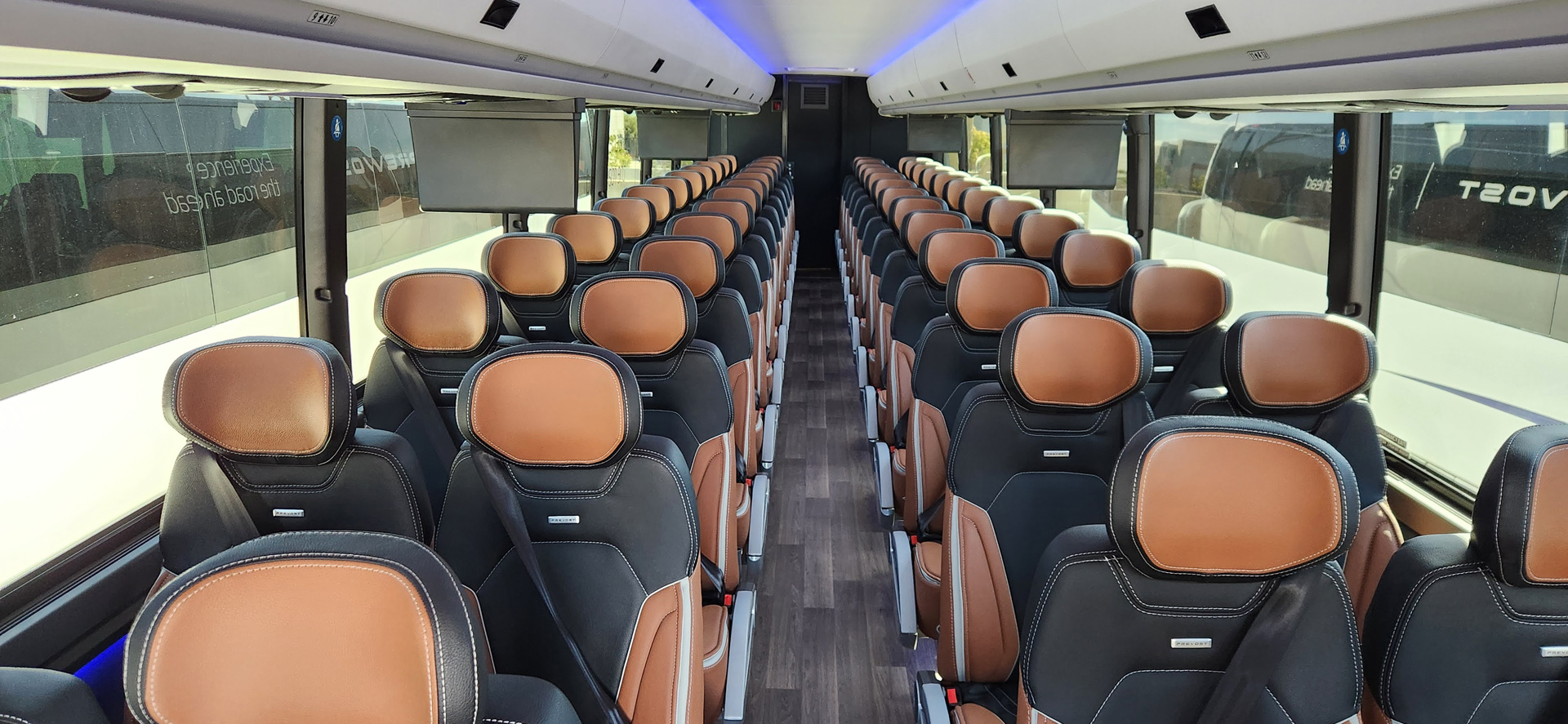 Luxury charter bus interior seats