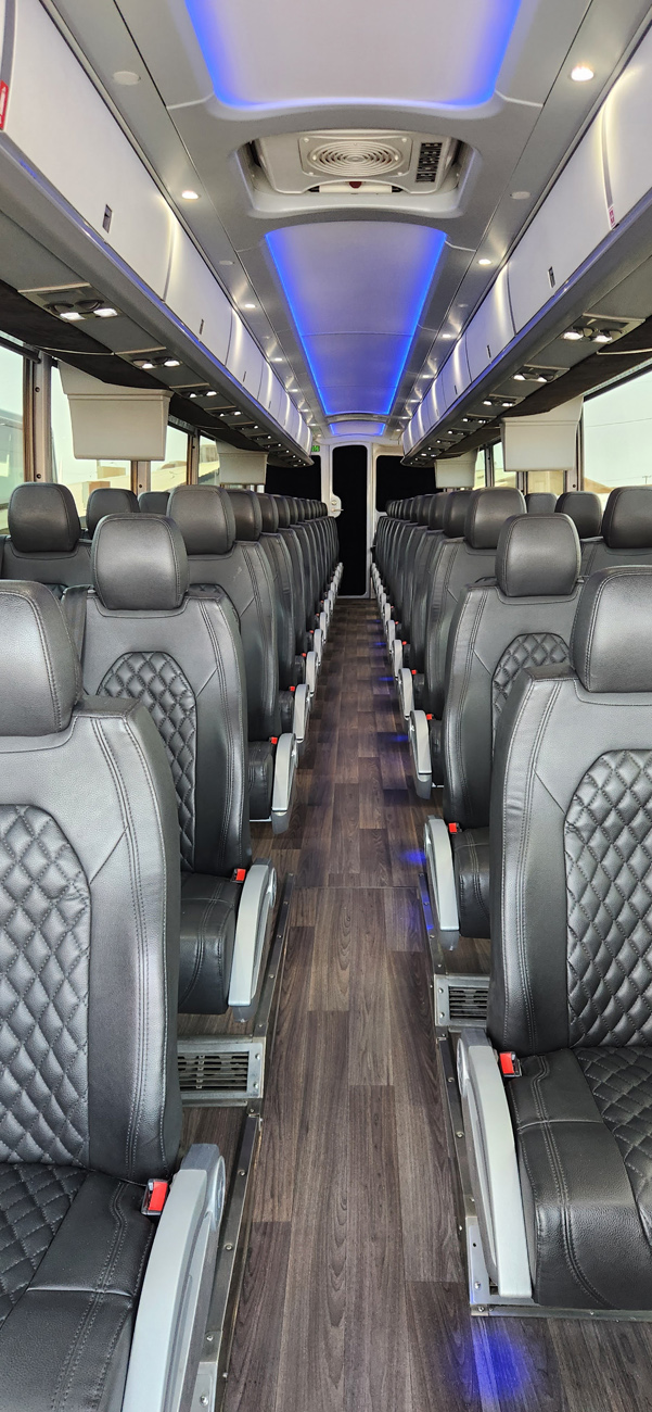 Luxury charter bus interior seating