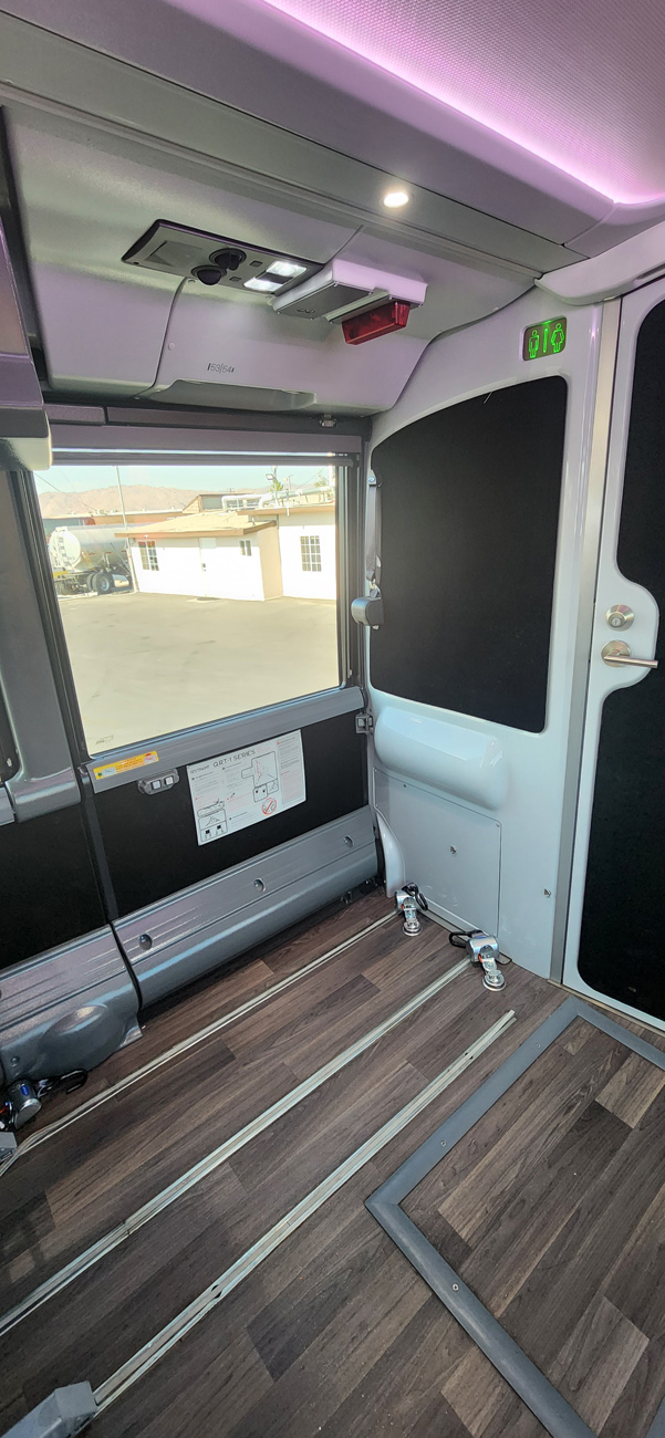 Accessible charter bus interior view