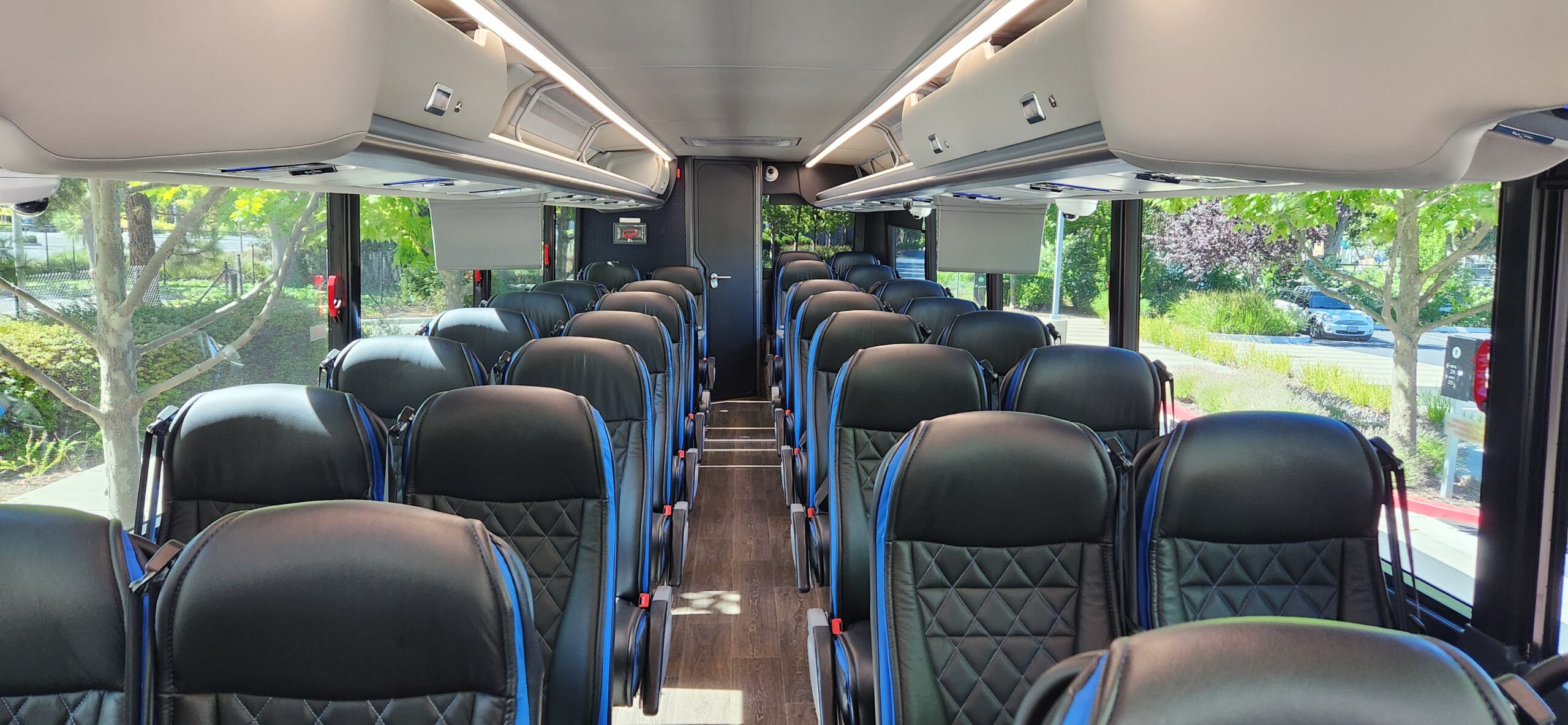 Luxury charter bus interior seating