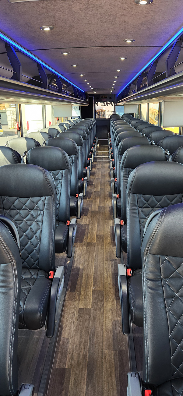 Luxurious charter bus interior seats