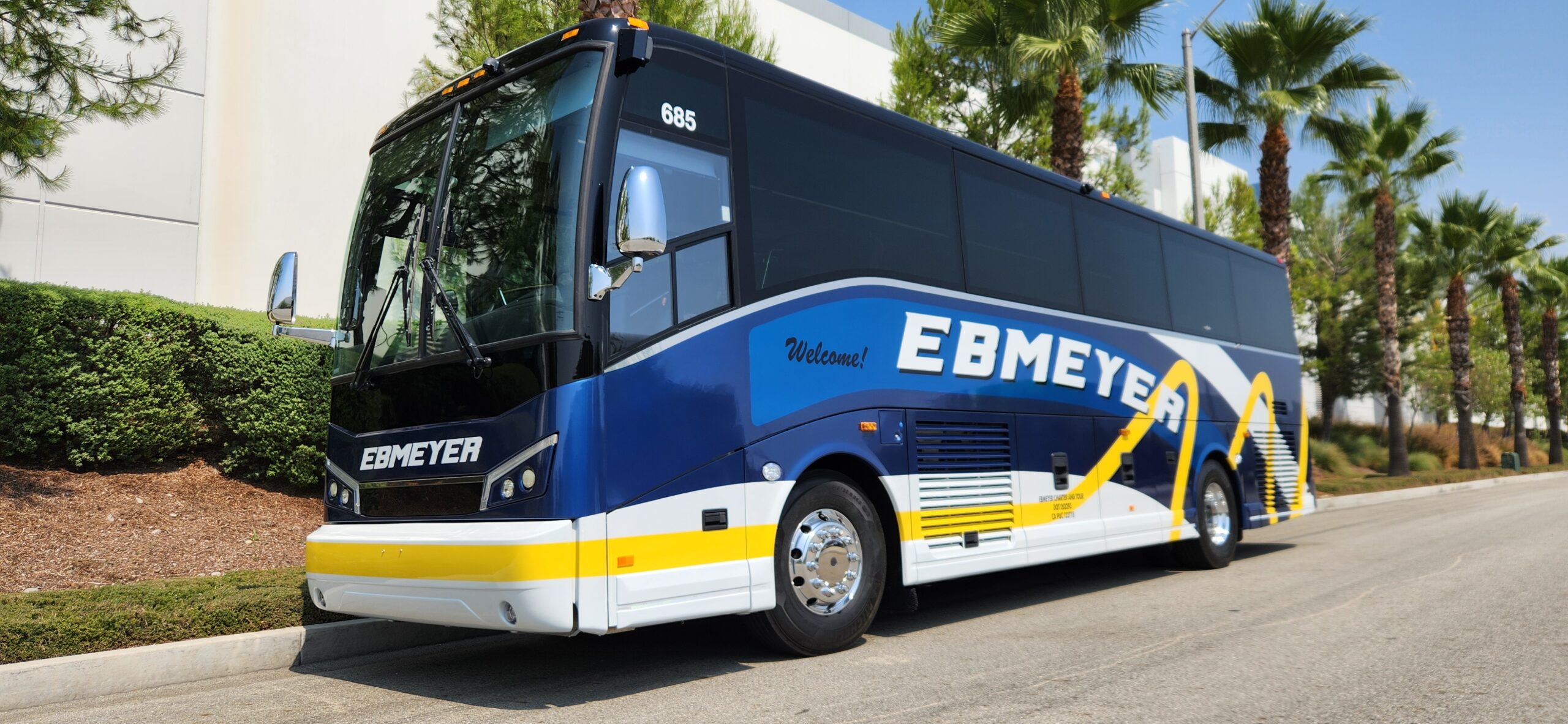 Charter bus parked on street