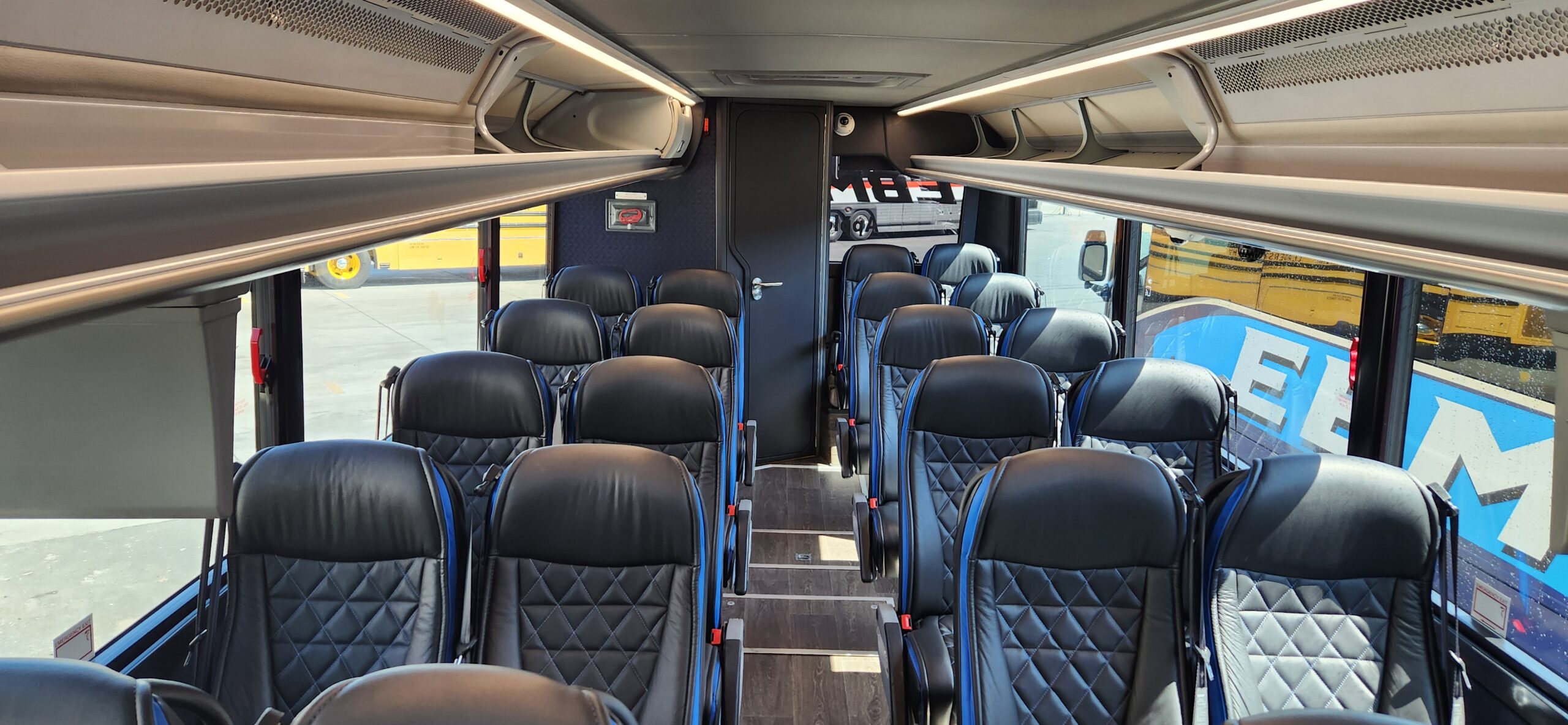 Modern charter bus interior seats