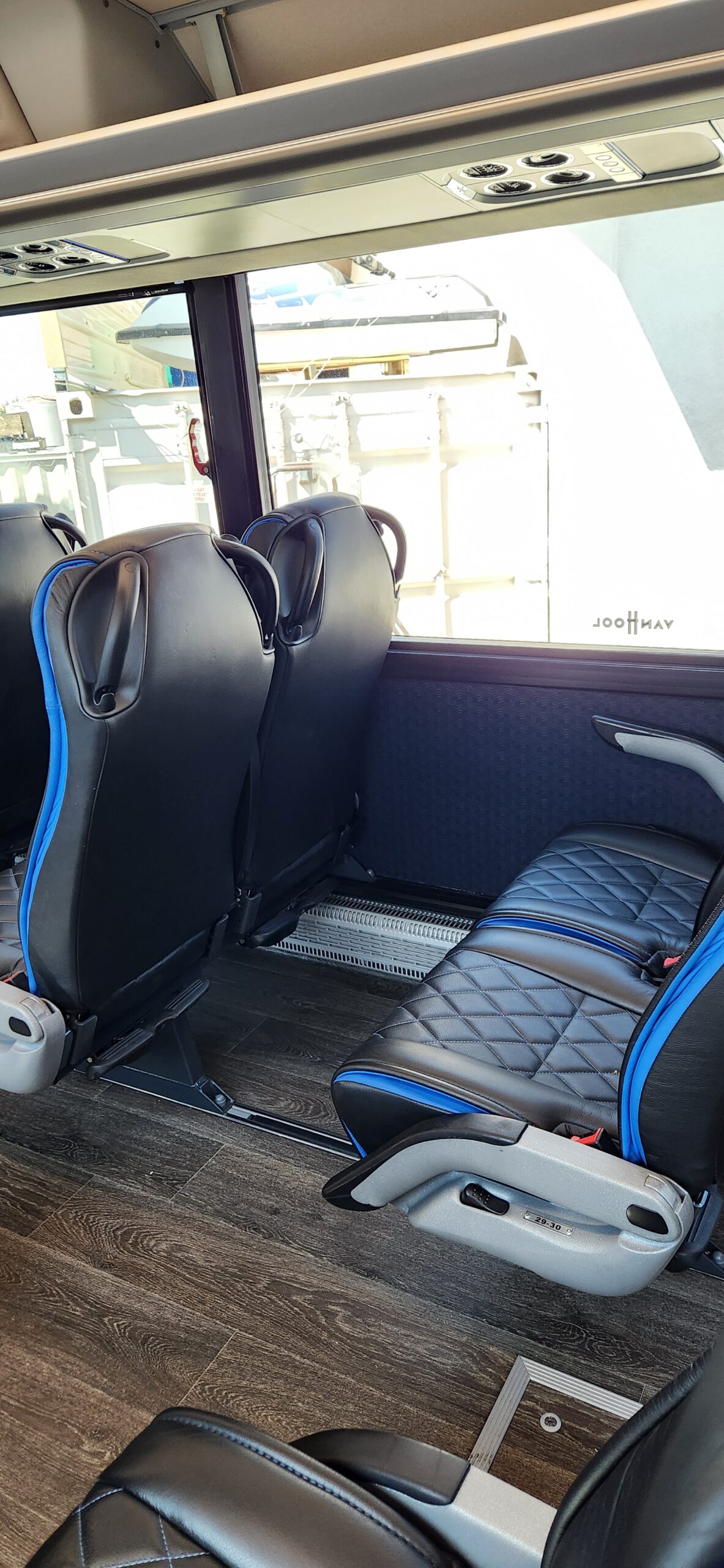 Luxury charter bus interior seats